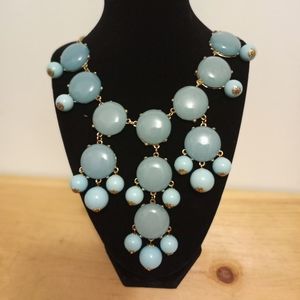 Baby Blue Pearl Statement Necklace with gold accent.